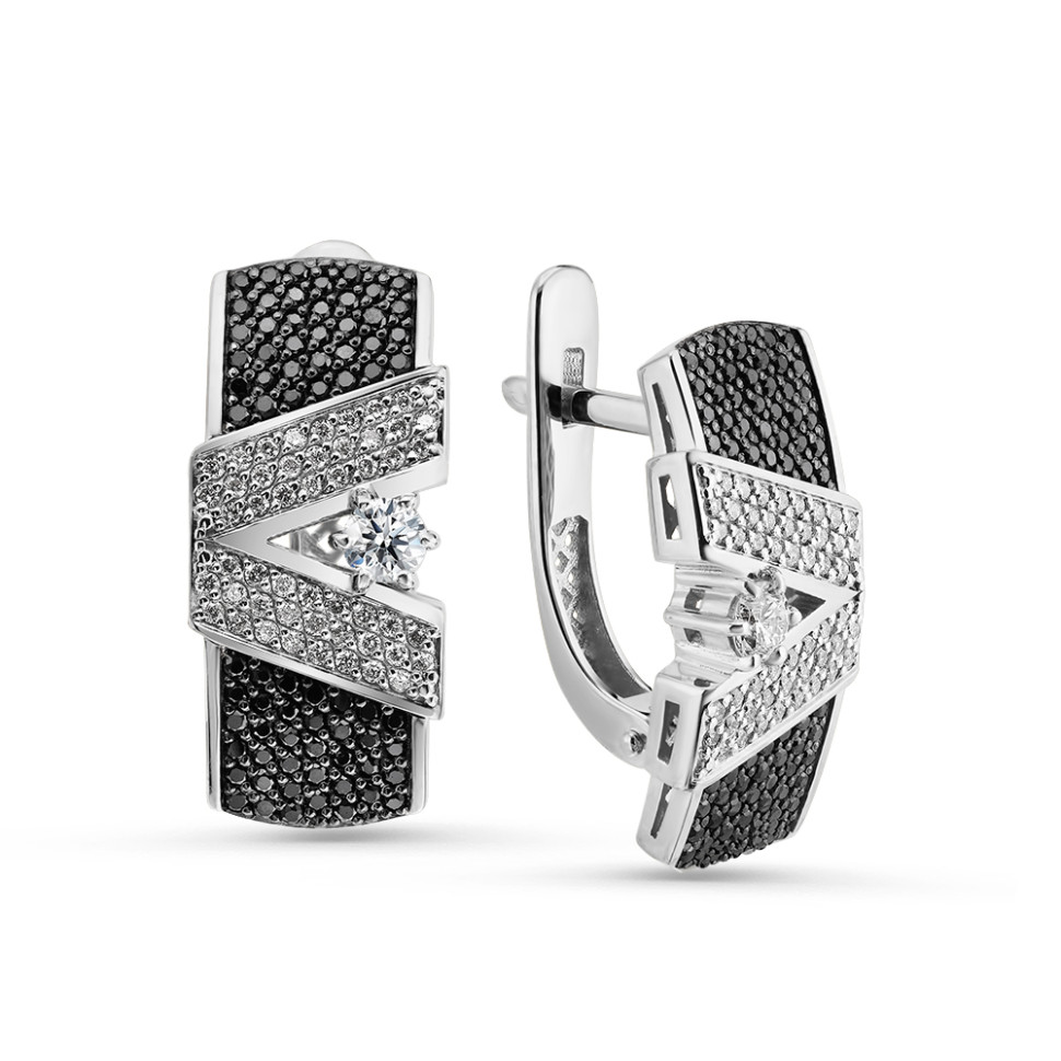 Серьги из белого золота с бриллиантами (060104)