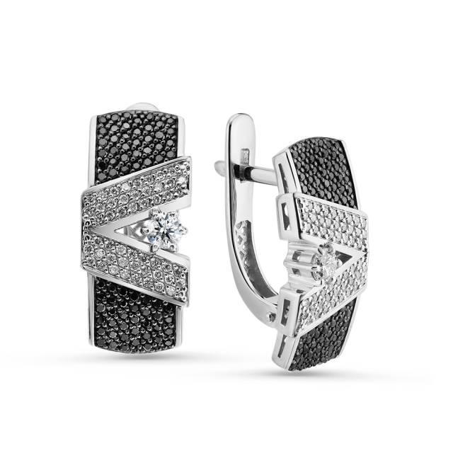 Серьги из белого золота с бриллиантами (060104)