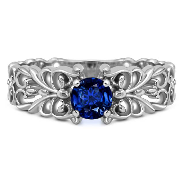 Кольцо из белого золота с сапфиром (049029)
