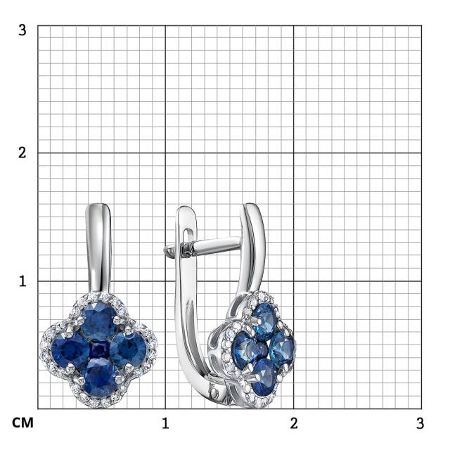 Серьги из белого золота с бриллиантами и сапфирами (055230)