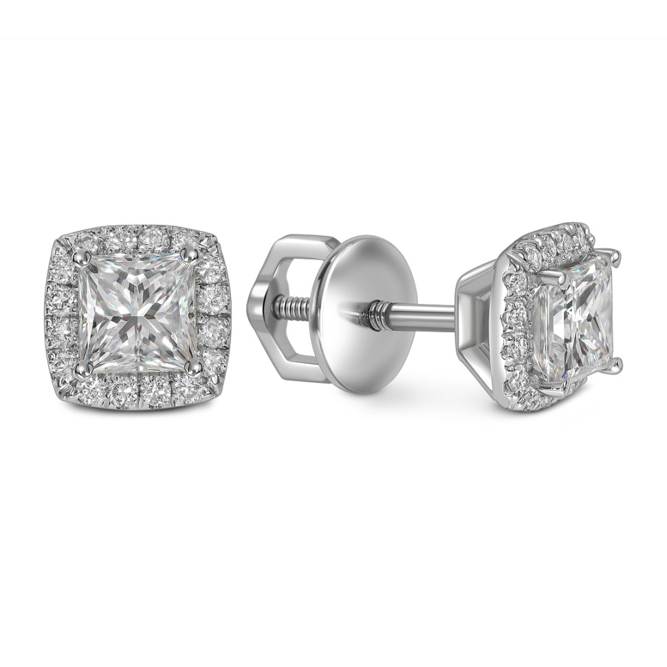 Серьги пусеты из белого золота с бриллиантами (062832)