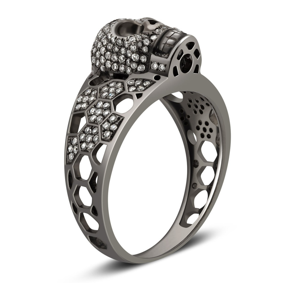 Кольцо из чернёного золота с бриллиантами (011457)