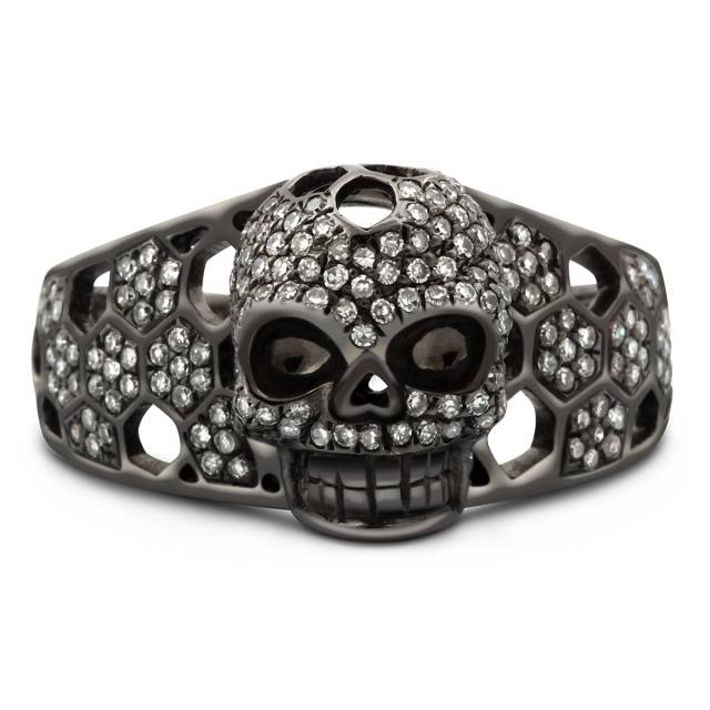 Кольцо из чернёного золота с бриллиантами (011457)