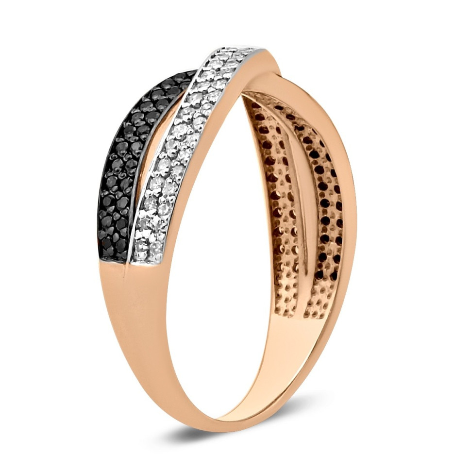 Кольцо из красного золота с бриллиантами (028350)