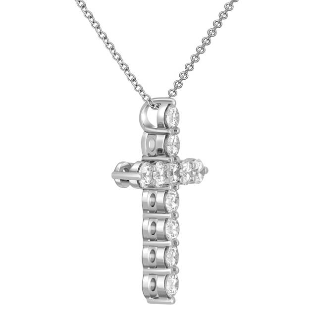 Колье крест из белого золота с бриллиантами (049777)