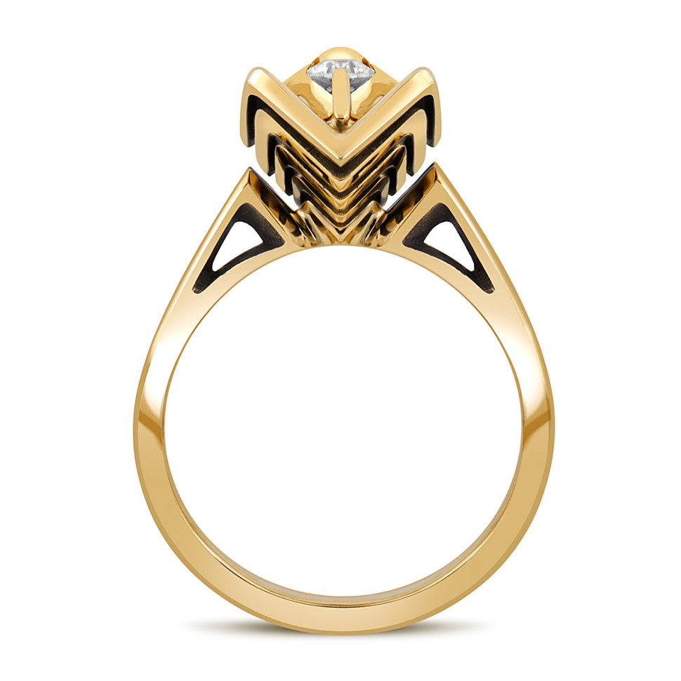 Кольцо из жёлтого золота с бриллиантом (048085)