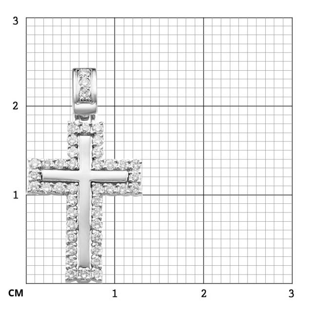 Кулон крест из белого золота с бриллиантами (044414)