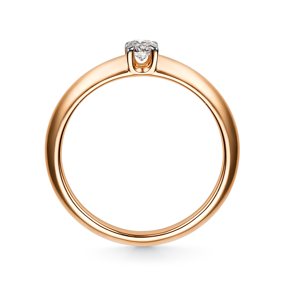 Помолвочное кольцо из красного золота с бриллиантом (048328)
