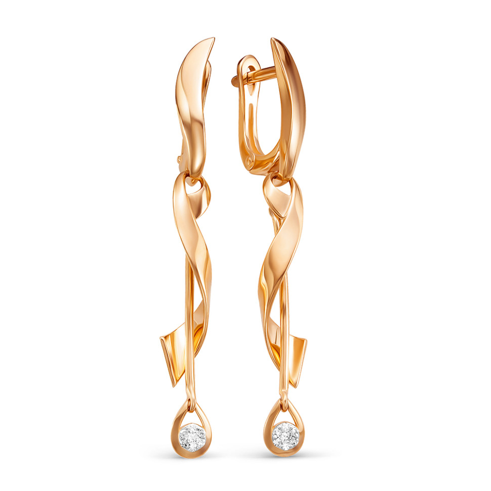 Серьги из красного золота с бриллиантами (054038)