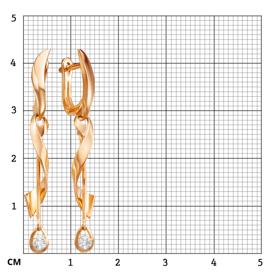 Серьги из красного золота с бриллиантами (054038)