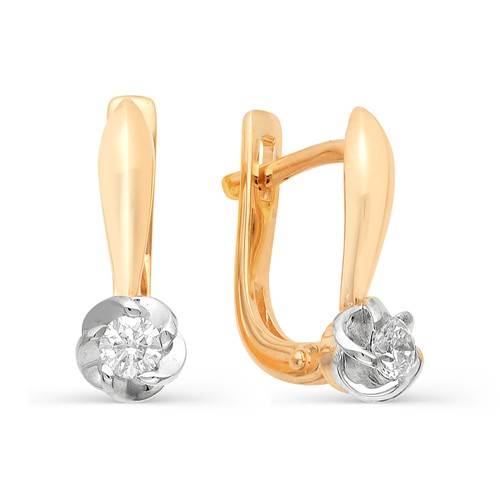 Серьги из комбинированного золота с бриллиантами (031528)