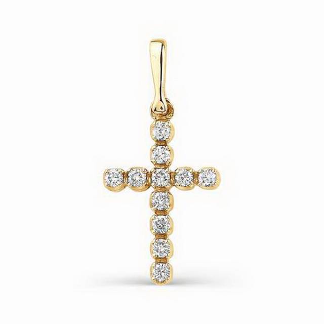 Подвеска крест из комбинированного золота с бриллиантами (031413)