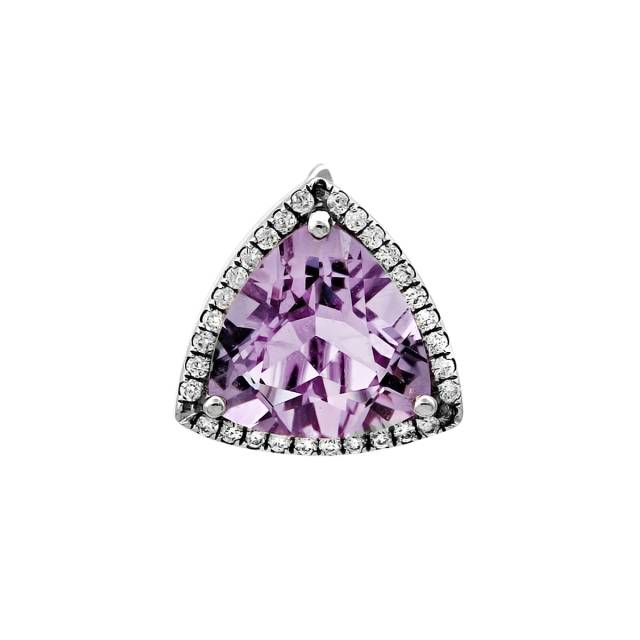 Кулон из белого золота с бриллиантами  и аметистом (063602)