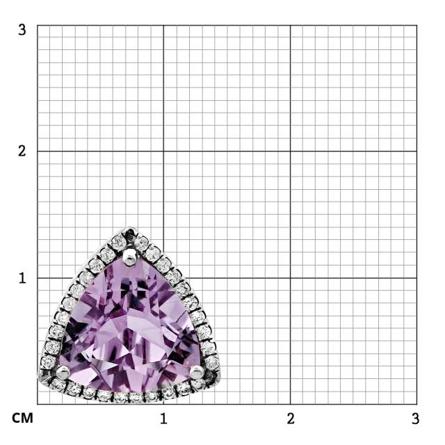 Кулон из белого золота с бриллиантами  и аметистом (063602)