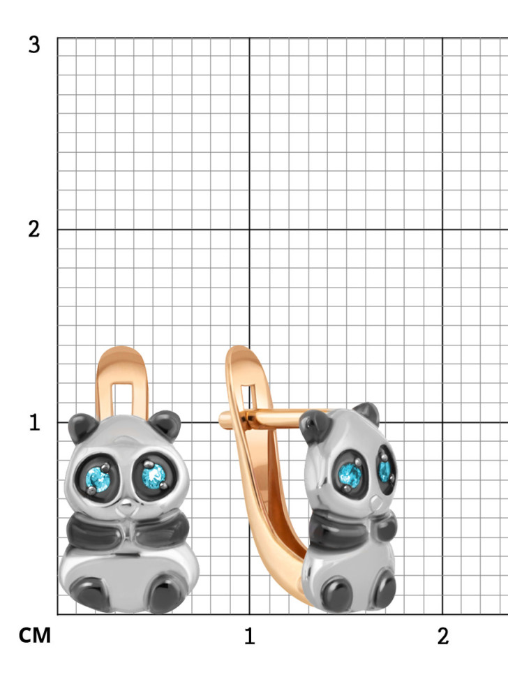Детские серьги из комбинированного золота с фианитами 