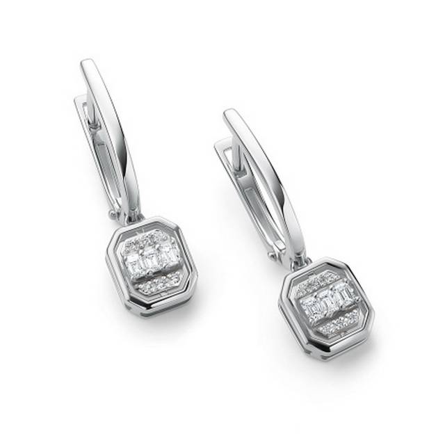 Серьги из белого золота с бриллиантами (059478)