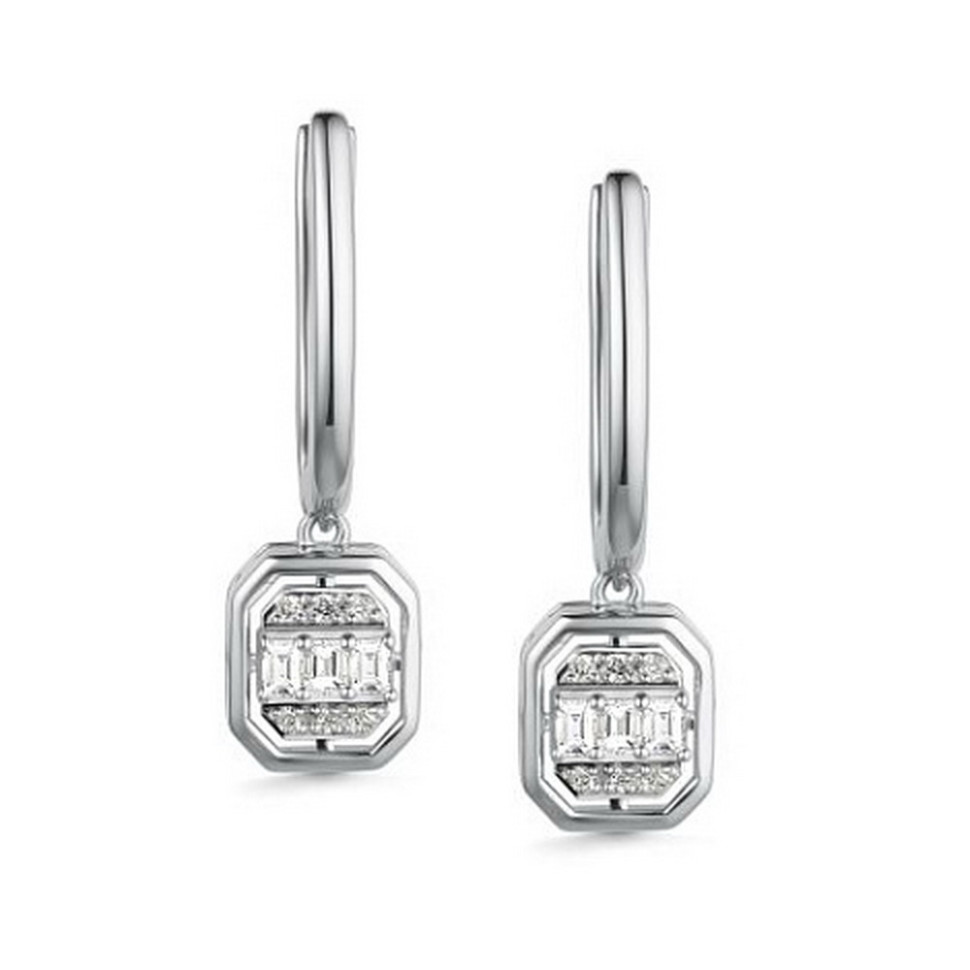 Серьги из белого золота с бриллиантами (059478)