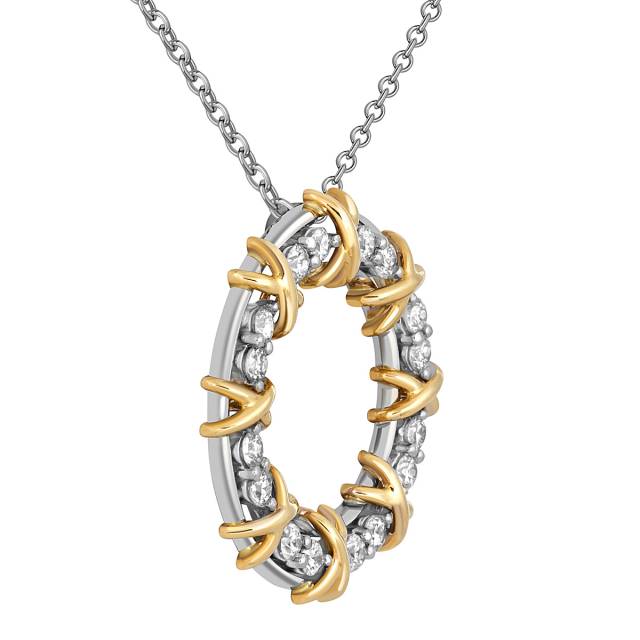 Кулон из комбинированного золота с бриллиантами (050597)