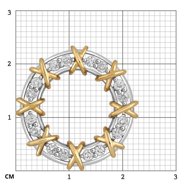 Кулон из комбинированного золота с бриллиантами (050597)