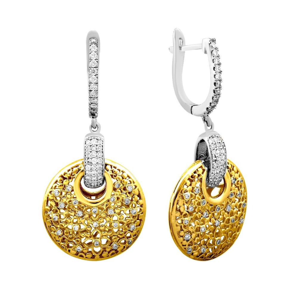 Серьги из комбинированного золота с бриллиантами (025211)