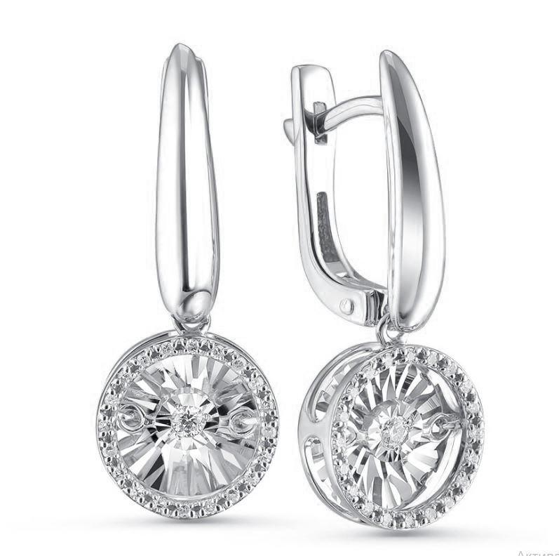 Серьги из белого золота с бриллиантами (055844)