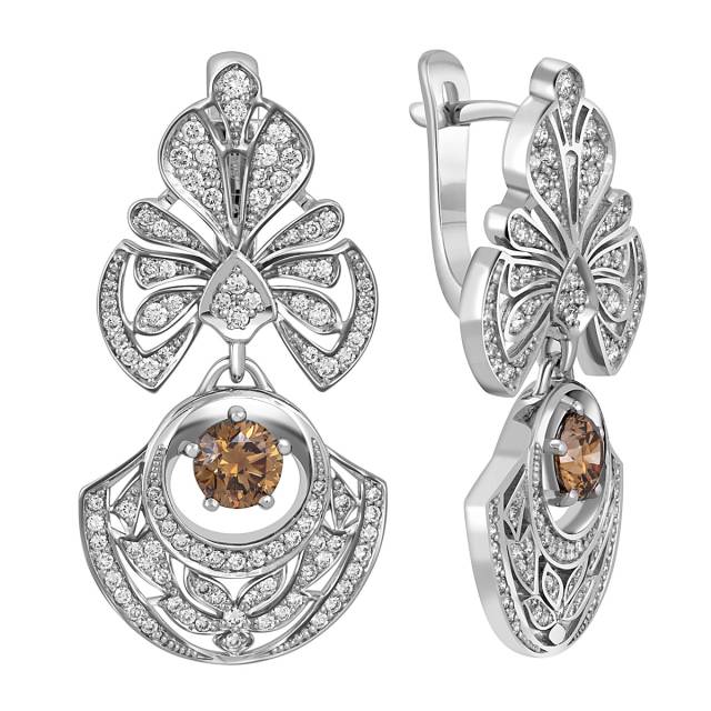 Серьги из белого золота с бриллиантами (049305)