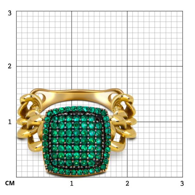 Кольцо из жёлтого золота с зелёными фианитами (057867)
