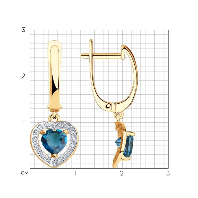 Серьги из красного золота с топазами и фианитами (038354)