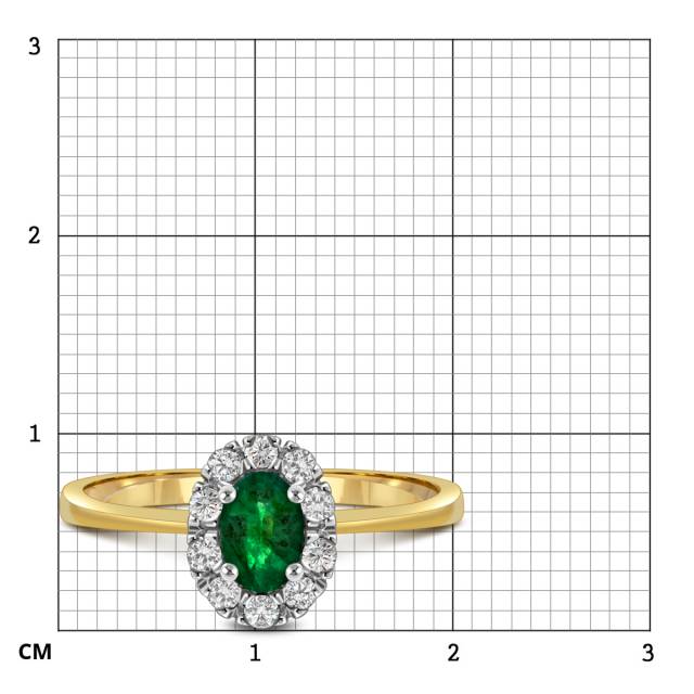 Кольцо из жёлтого золота с бриллиантами и изумрудом (018628)