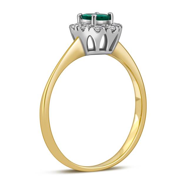 Кольцо из жёлтого золота с бриллиантами и изумрудом (018628)