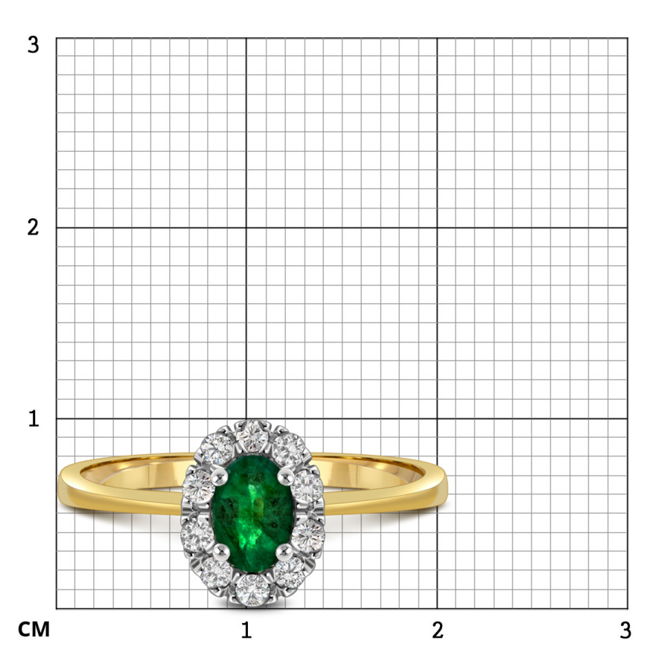 Кольцо из жёлтого золота с бриллиантами и изумрудом (018628)