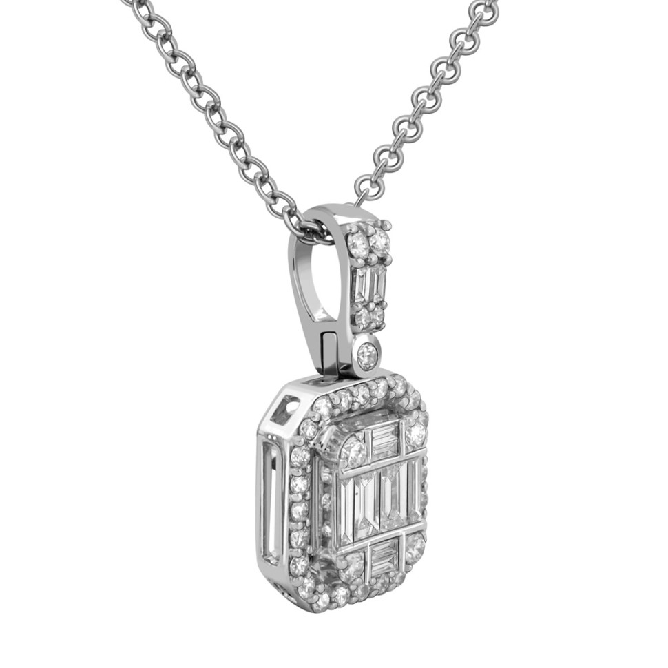 Кулон из белого золота с бриллиантами (046853)