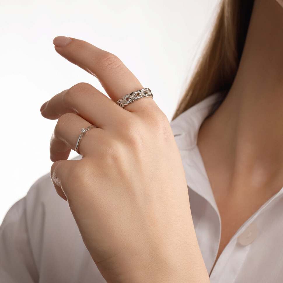 Кольцо из белого золота с бриллиантами (052779)