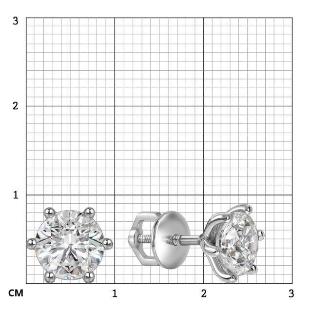 Серьги пусеты из белого золота с бриллиантами (063598)