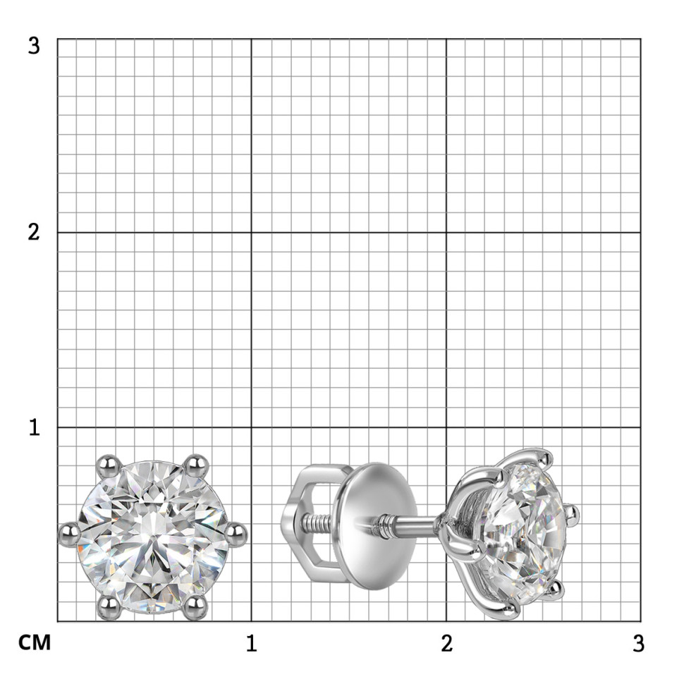 Серьги пусеты из белого золота с бриллиантами (063598)