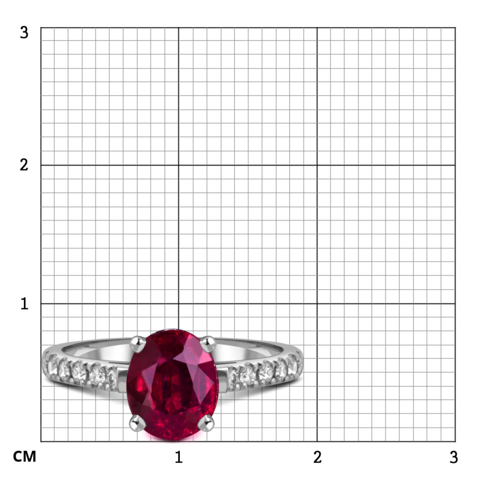 Кольцо из белого золота с бриллиантами и рубином (059498)