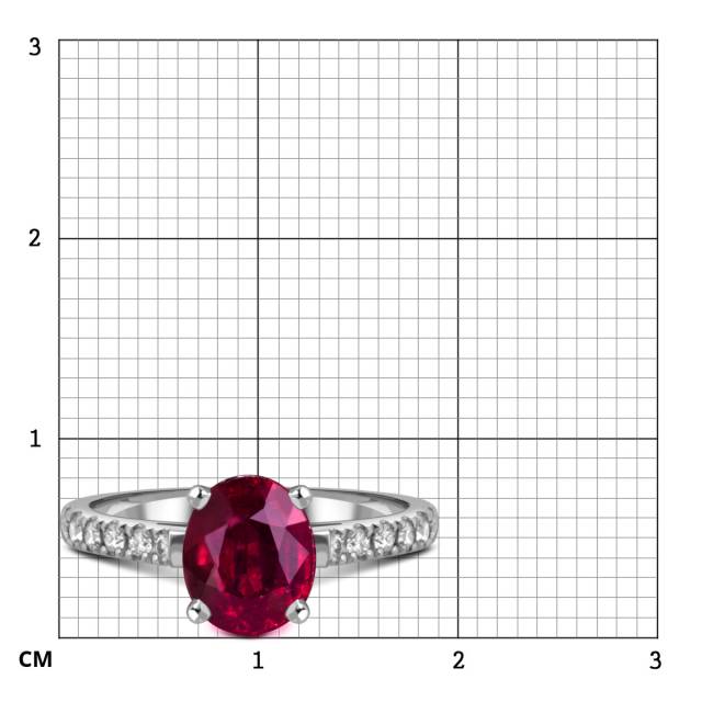 Кольцо из белого золота с бриллиантами и рубином (059498)