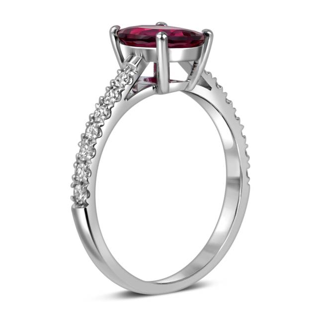 Кольцо из белого золота с бриллиантами и рубином (059498)
