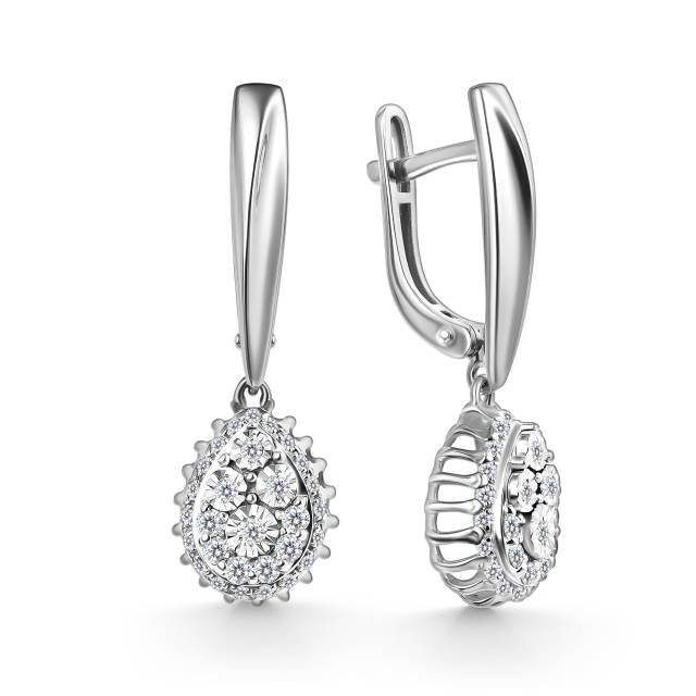 Серьги из белого золота с бриллиантами  (064040)