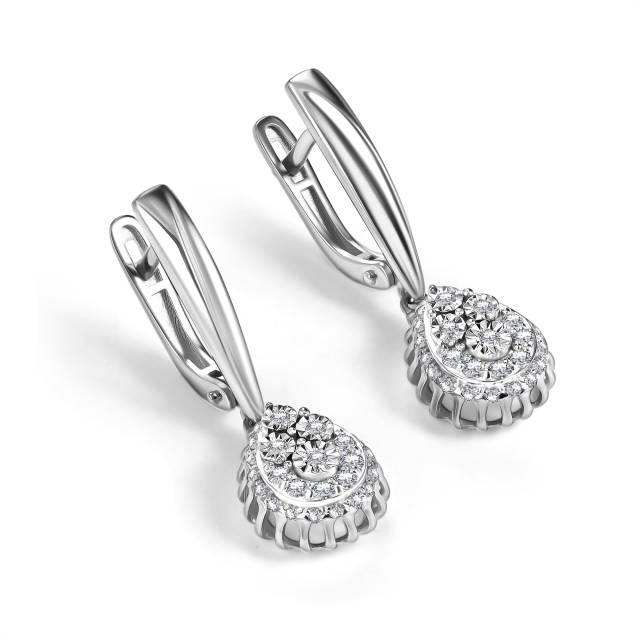 Серьги из белого золота с бриллиантами  (064040)