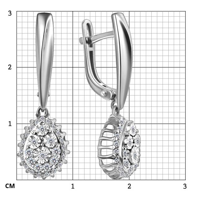 Серьги из белого золота с бриллиантами  (064040)