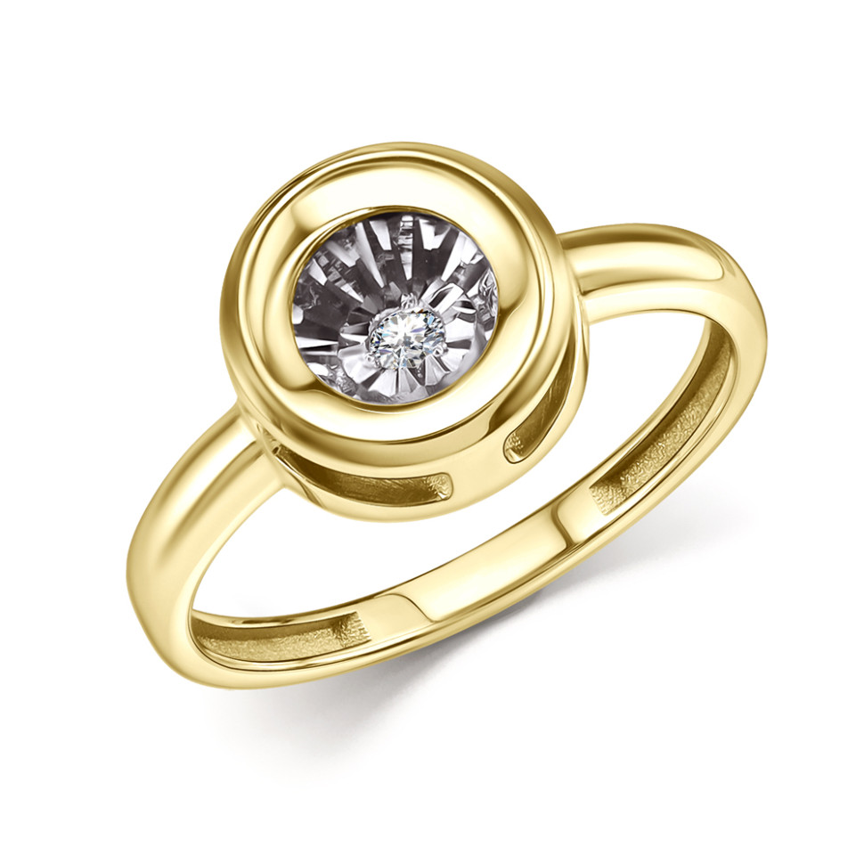 Кольцо из жёлтого золота с бриллиантом (060976)