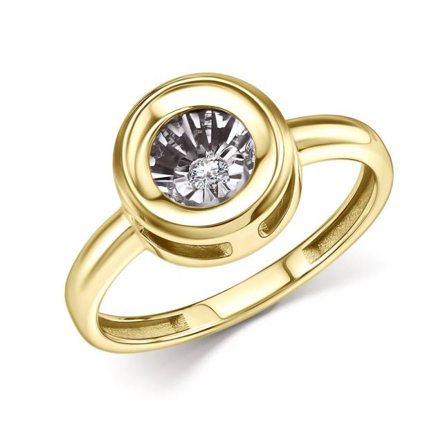 Кольцо из жёлтого золота с бриллиантом (060976)