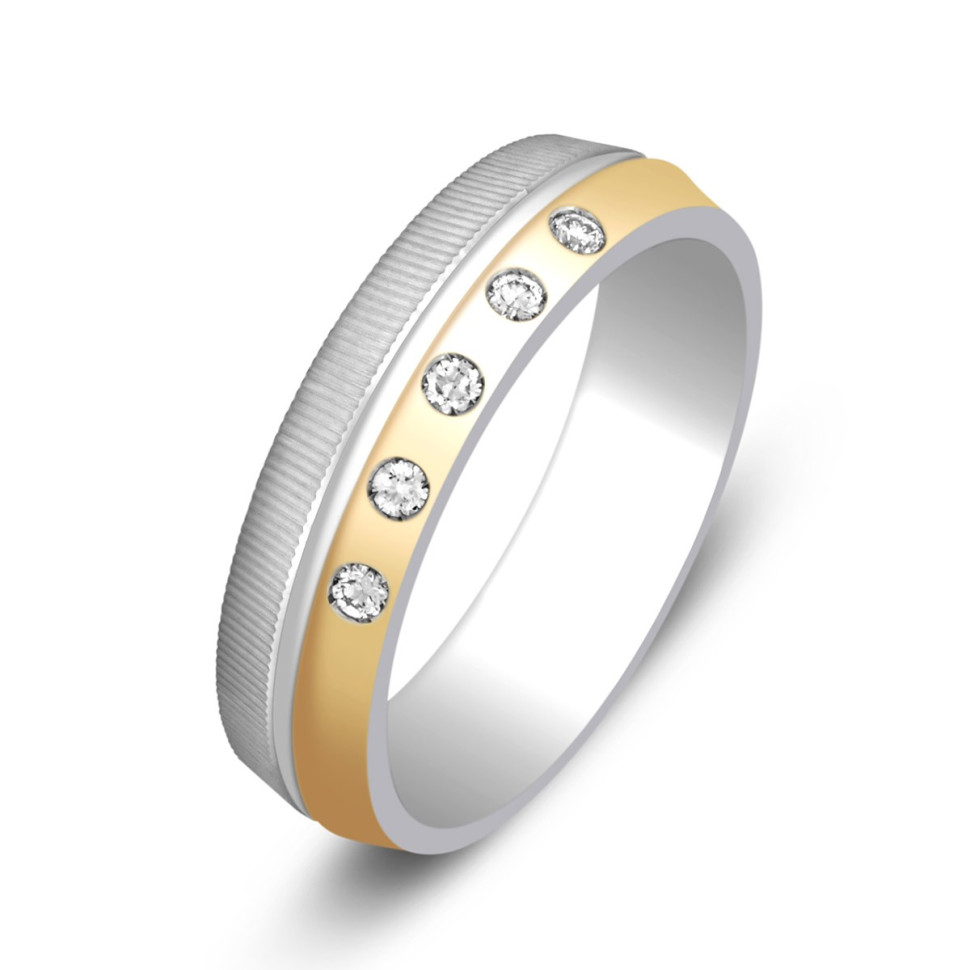 Обручальное кольцо из комбинированного золота с бриллиантами Tiamo (014954)