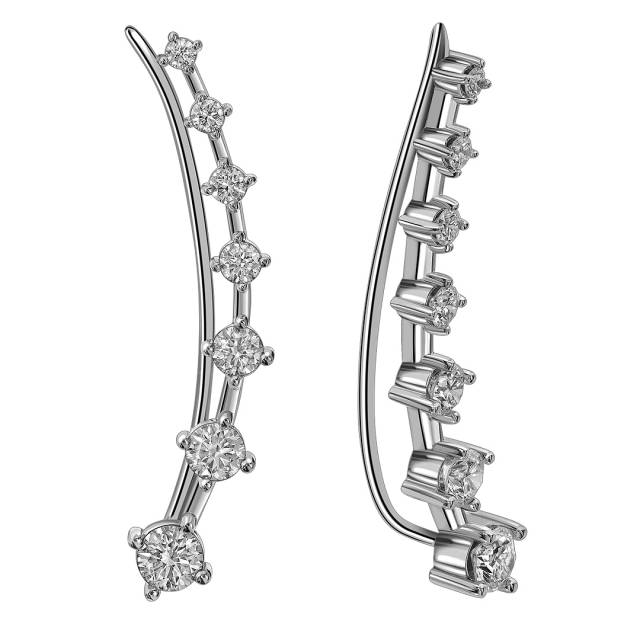 Серьги каффы из белого золота с бриллиантами (063656)