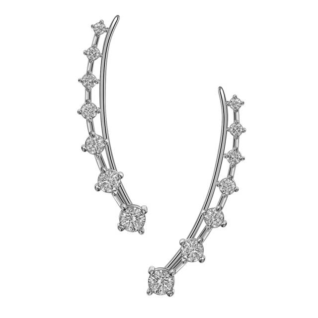 Серьги каффы из белого золота с бриллиантами (063656)
