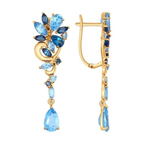 Серьги из красного золота с топазами (037345)