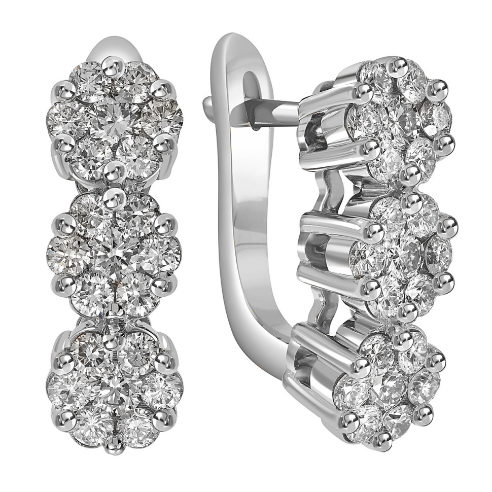 Серьги из белого золота с бриллиантами (052362)