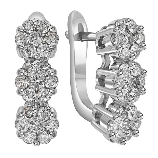 Серьги из белого золота с бриллиантами (052362)