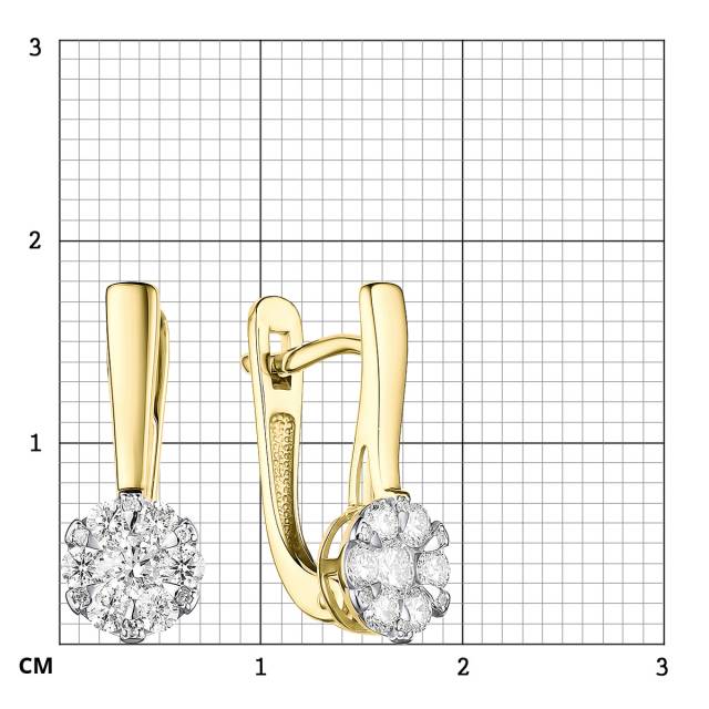 Серьги из желтого золота с бриллиантами (055769)
